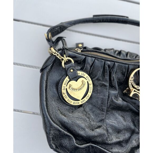 Juicy Couture Leather Embellished Y2K Boho Bag- OS - Black - Picture 8 of 16